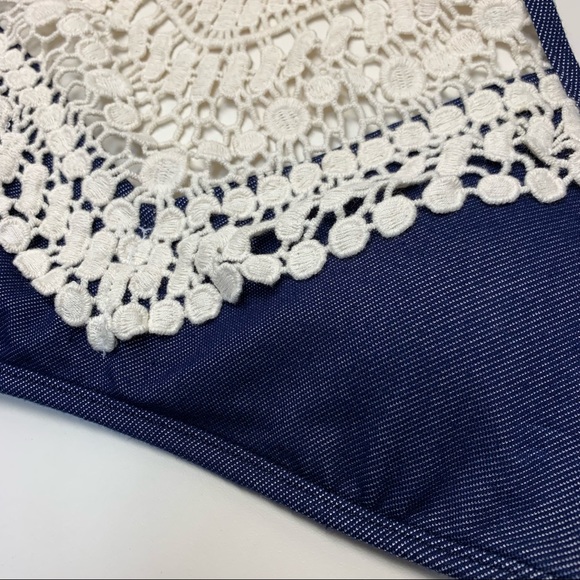 HP {TRUE CRAFT} BLUE 2 Pc Bohemian Lace High Neck Bikini Large - Picture 10 of 16